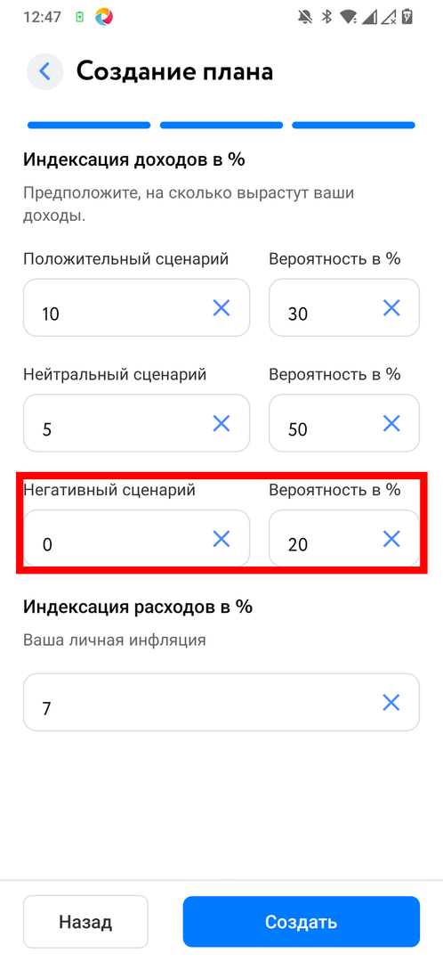 Негативный сценарий